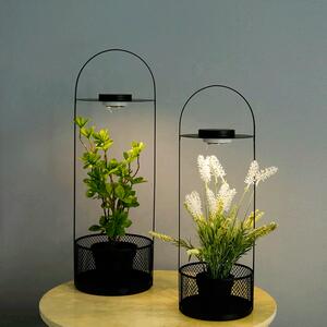 Suport decorativ cu ghiveci, iluminat cu LED, 50 cm, cu flori artificiale, VELOM TIP 1
