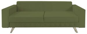 Canapea extensibila Alisson, cu lada de depozitare si picioare argintii, catifea v38 kaki, 230x105x80