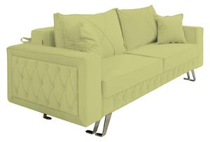 Canapea extensibila Alisson, cu lada de depozitare si picioare argintii, catifea v34 verde ou de rata, 230x105x80