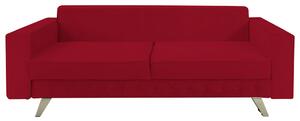 Canapea extensibila Alisson, cu lada de depozitare si picioare argintii, catifea v59 rosu, 230x105x80