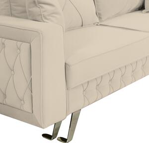 Canapea extensibila Alisson, cu lada de depozitare si picioare argintii, catifea v09 bej, 230x105x80
