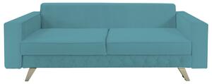Canapea extensibila Alisson, cu lada de depozitare si picioare argintii, catifea v73 albastru deschis, 230x105x80