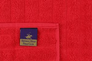 Set 2 prosoape de maini 406, Beverly Hills Polo Club, 50x90 cm, bumbac, rosu/albastru inchis