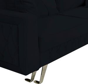 Canapea extensibila Alisson, cu lada de depozitare si picioare argintii, catifea v99 negru, 230x105x80