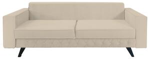 Canapea extensibila Alisson, cu lada de depozitare si picioare negre, catifea v09 bej, 230x105x80