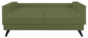 Canapea extensibila Alisson, cu lada de depozitare si picioare negre, catifea v38 kaki, 230x105x80