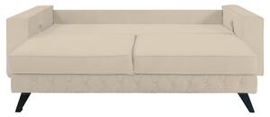 Canapea extensibila Alisson, cu lada de depozitare si picioare negre, catifea v09 bej, 230x105x80