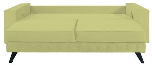 Canapea extensibila Alisson, cu lada de depozitare si picioare negre, catifea v34 verde ou de rata, 230x105x80