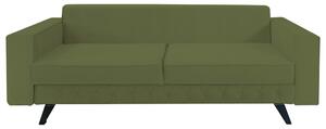 Canapea extensibila Alisson, cu lada de depozitare si picioare negre, catifea v38 kaki, 230x105x80