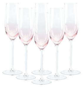 KONDELA Pahare de şampanie, set de 6, 280 ml, roz, CELESTE TIP 1