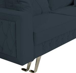 Canapea extensibila Alisson, cu lada de depozitare si picioare argintii, catifea v97 gri inchis, 230x105x80