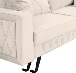 Canapea extensibila Alisson, cu lada de depozitare si picioare negre, catifea v08 crem, 230x105x80