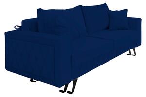 Canapea extensibila Alisson, cu lada de depozitare si picioare negre, catifea v79 bleumarin, 230x105x80