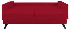 Canapea extensibila Alisson, cu lada de depozitare si picioare negre, catifea v59 rosu, 230x105x80