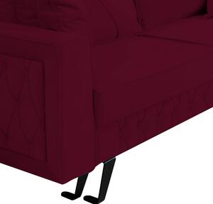Canapea extensibila Alisson, cu lada de depozitare si picioare negre, catifea v68 visiniu, 230x105x80