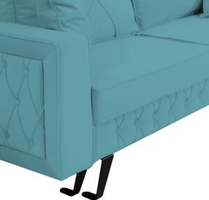 Canapea extensibila Alisson, cu lada de depozitare si picioare negre, catifea v73 albastru deschis, 230x105x80