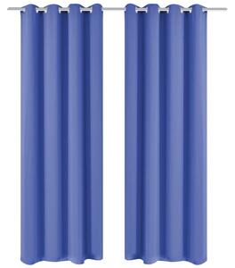 Draperii opace cu ocheți metalici, 2 buc, albastru, 135x245 cm