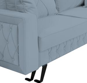 Canapea extensibila Alisson, cu lada de depozitare si picioare negre, catifea v85 gri deschis, 230x105x80