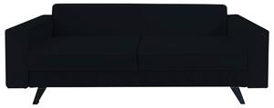 Canapea extensibila Alisson, cu lada de depozitare si picioare negre, catifea v99 negru, 230x105x80