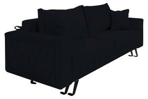 Canapea extensibila Alisson, cu lada de depozitare si picioare negre, catifea v99 negru, 230x105x80