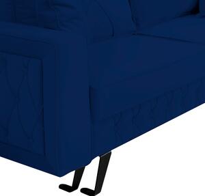 Canapea extensibila Alisson, cu lada de depozitare si picioare negre, catifea v79 bleumarin, 230x105x80