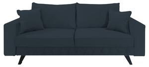 Canapea extensibila Alisson, cu lada de depozitare si picioare negre, catifea v97 gri inchis, 230x105x80