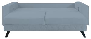 Canapea extensibila Alisson, cu lada de depozitare si picioare negre, catifea v85 gri deschis, 230x105x80