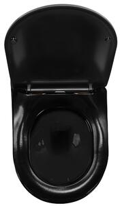 Vas WC suspendabil Rea CARLO Mini Rimless Duroplast Flat Black Gold Edge