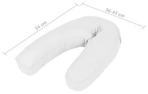 Pernă de sarcină în formă de J, alb, 54x(36-43) cm