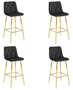 Set 4 Scaune Bar Fido Picioare Aurii Caifea Neagra