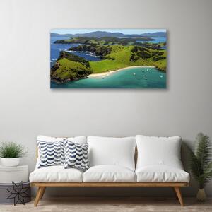 Tablou pe panza canvas Sea Beach Peisaj Forestier Albastru Maro Verde