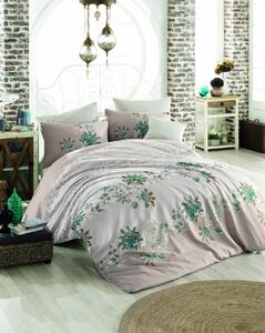 Lenjerie de pat dubla Azra, Pearl Home, 4 piese, 220x240 cm, bumbac ranforce, maro