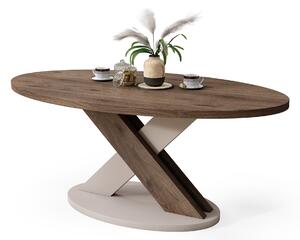 Mazzoni Măsuță de cafea ovală LOXA Nuc Elegant / Bej Taupe - MĂSUȚĂ DE CAFEA 120x65 cm