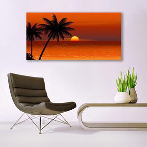 Tablou pe sticla Sea Palm Sun Peisaj Galben Negru