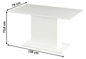 KONDELA Masă de sufragerie, albă, 138x79 cm, OLYMPA