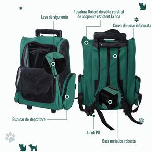 PawHut Trolley Rucsac Verde pentru Călătorii cu Animale de Companie, Confortabil și Sigur | Aosom Romania
