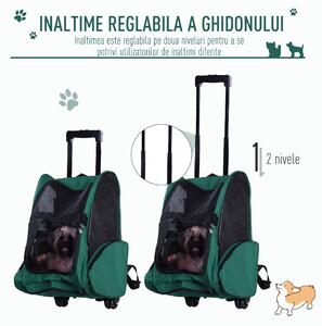 PawHut Trolley Rucsac Verde pentru Călătorii cu Animale de Companie, Confortabil și Sigur | Aosom Romania