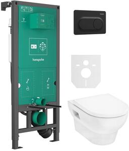 Set vas WC cu capac soft-close Hansgrohe GladeLake S 60309450, cadru încastrat Hansgrohe iFrame universal 01022180, 66002670