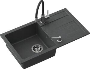 Quadron Ready Max chiuvetă cu robinet și dozator negru/oțel LA_TQ7744RMCZ