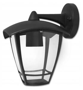 Lampa tip felinar, montare fatada, LED E27, IP44, carcasa din aluminiu, negru