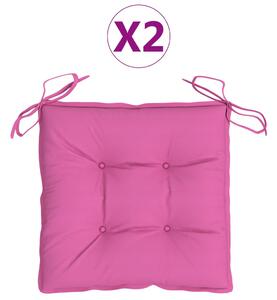 Perne de scaun, 2 buc., pink, 40x40x7 cm, material textil