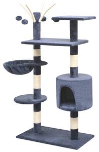 Ansamblu pisici, stâlpi cu funie sisal, 125 cm, albastru închis