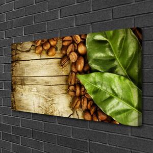 Tablou pe panza canvas Boabe de cafea Frunze Bucătărie Brun Verde