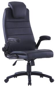 Scaun pivotant, negru, piele ecologică, reglabil