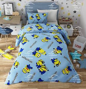 Lenjerie de pat copii Minions ( stoc limitat ) fundal bleu