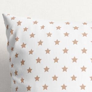 Goldea față de pernă din bumbac - model 382 - steluțe bej pe alb 40 x 40 cm