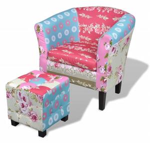 Fotoliu cu taburet, model mozaic, material textil