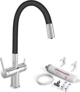 Set baterie pentru filtru apă Ferro Filtrata BFT41B, filtre sub chiuvetă cu set de cartușe Ferro Filtrata FFT4-ACAG-SET
