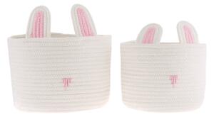 TEMPO-KONDELA SAMBIA, coşuri tricotate, set 2 buc., alb/roz