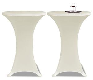 Husă de masă cu picior Ø80 cm, 2 buc., crem, elastic